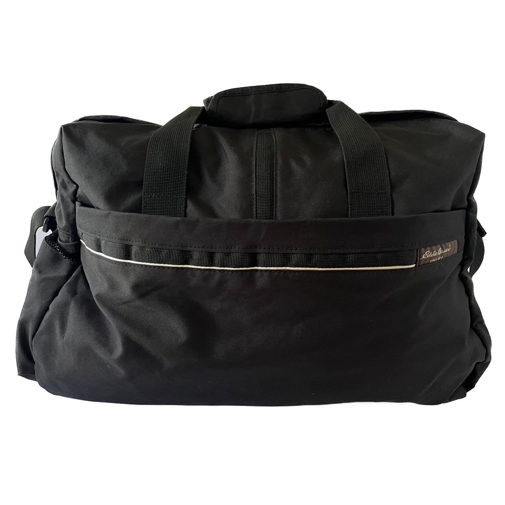 EDDIE BAUER Black Duffel Travel Bag w/ Shoulder Straps 17x12x8 Multiple Pockets